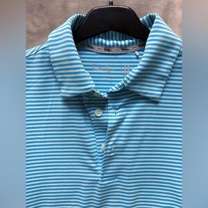 Walter Hagen Blue and White Striped Polo Shirt